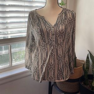 LOOSE FITTING PATTERNED LONG SLEEVE WOMEN’S LUCKY BRAND BLOUSE